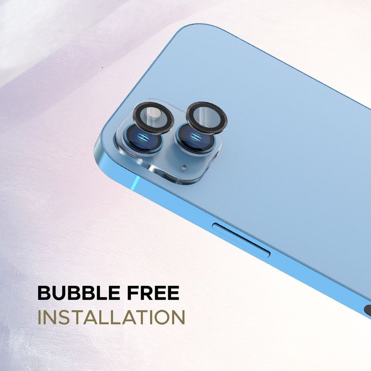 واقي عدسة لوسينت ديو من LEVELO متوافق مع آيفون 13 ميني و13 (قطعتين)، صلابة 9H، خالٍ من الفقاعات، رقيق للغاية وذو تغطية كاملة، واقي عدسة الكاميرا، مضاد للخدش - أسود