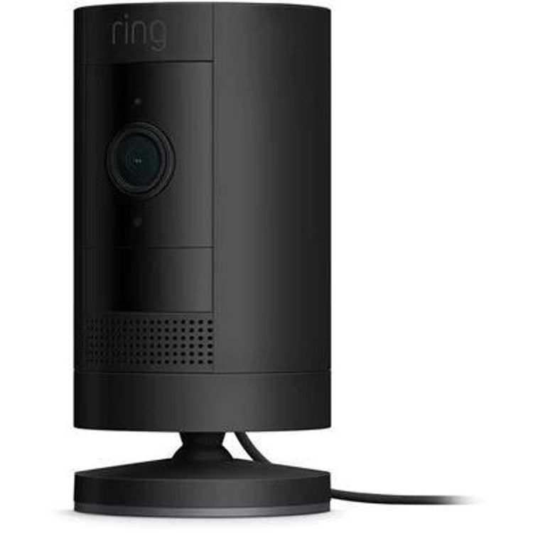 حلقة توصيل الكاميرا الداخلية/الخارجية + حامل قابل للإمالة للكاميرا اللاصقة | أسود