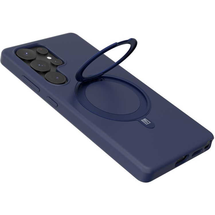 حافظة Levelo Iris Pro من السيليكون السائل متوافقة مع Magsafe لهاتف Samsung Galaxy S25 Ultra، مسند مدمج، سيليكون سائل ممتاز، زوايا مقاومة للصدمات - أزرق