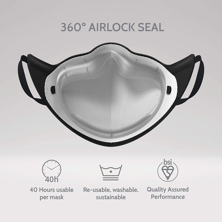ايربوب قناع وجه أصلي قابل لإعادة الاستخدام ، أغطية وجه مرشح من 4 طبقات ، مقاس محيطي ، قناع وجه قابل للطي قابل للتعديل ، أقنعة وجه للبالغين لحماية الملوثات ، أسود