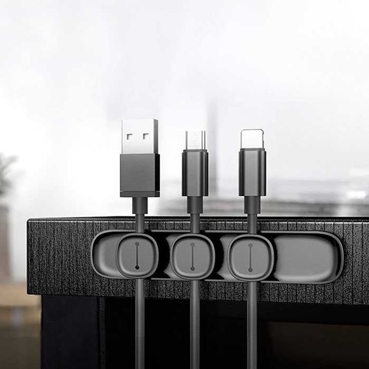 ديفيا مثبت الكابلات المغناطيسية، إدارة الكابلات، مشابك الكابلات 3 اتجاهات، لاصق 3M على الوجهين، مغناطيس قوي، سهل الإزالة، مريح، مع تصميم منفصل للمشبك - أسود