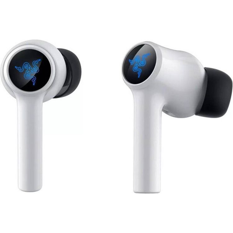 Razer Hammerhead HyperSpeed Multi-Platform Gaming Earbuds, True Wireless, Up to 30 Hours Battery Life, Noise Cancelling, Backlight, USB Type-C Charging - White