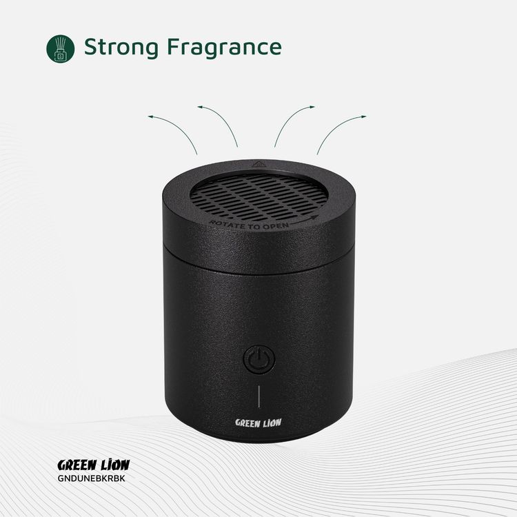 مبخرة بخور الكثبان الرملية من جرين ليون بسعة بطارية 2000 مللي أمبير، مادة PA66 والنايلون، درجة حرارة تسخين 300-400 درجة مئوية، وقت شحن 2 ساعة، منفذ شحن من النوع C، رائحة قوية، ملقط متضمن - أسود