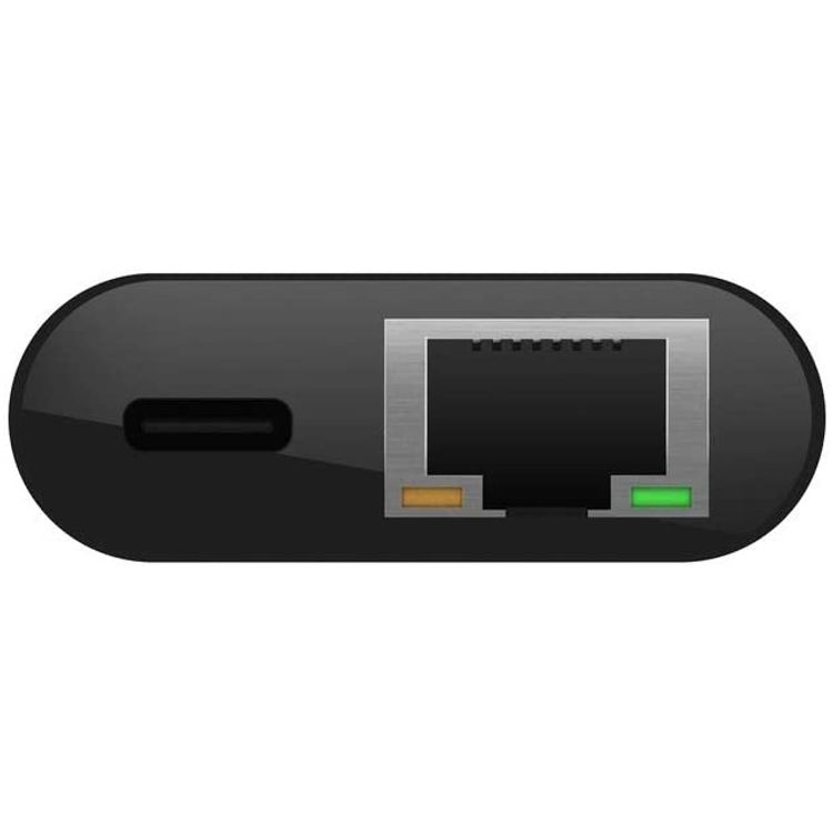 Belkin Adapter USB-C to Gigabit Ethernet 60W PD, Plug-and-play USB-C to Ethernet Adapter Compatible with Mac & Windows Laptops and other USB-C Devices - Black