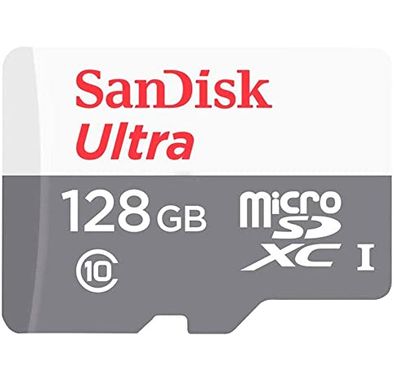 SanDisk Ultra microSDXC 128GB 100MB/s SDSQUNR 128G GN6MN, Micro Memory Card - Grey