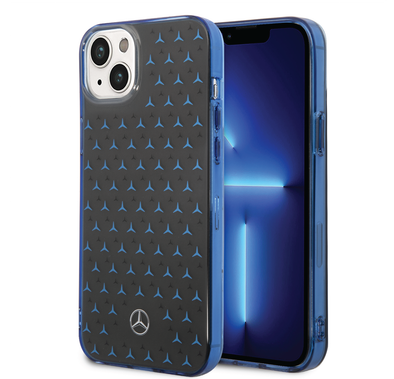Mercedes-Benz Double Layer PC/TPU Case with Large Star Pattern iPhone 14 Plus Compatibility - Black / Blue