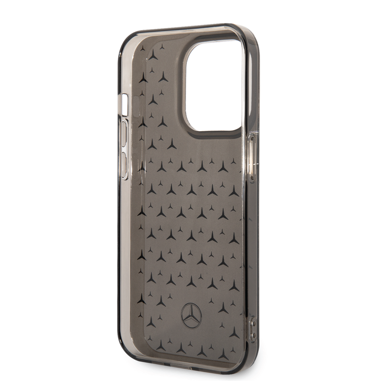 Mercedes-Benz Double Layer PC/TPU Case with Large Star Pattern iPhone 14 Pro Compatibility - Black / Silver
