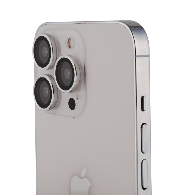 Devia Gemstone Lens Protector (3pcs) Compatible for iPhone 13 Pro Max (6.7") Aluminum Alloy + Tempered Glass Camera Lens Protector, Explosion-proof & Scratchproof - Silver