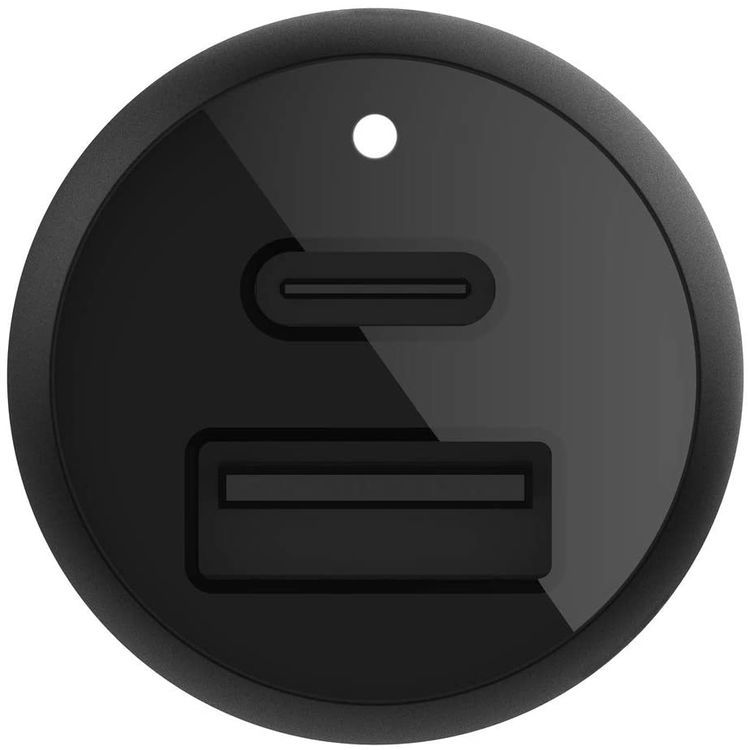 شاحن هاتف في السيارة من بيلكن CCB003btBK يو اس بي-سي بقوة 20 وات + شاحن سيارة يو اس بي بقوة 12 وات - أسود