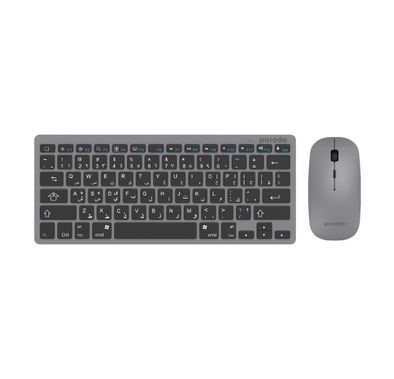 Porodo Wireless Super Slim and Portable Bluetooth Keyboard with Mouse ( English / Arabic ) 800-1600 DPI, Ultra-Thin Lightweight Compatible for Windows, Laptop, PC Desktop Computer - Gray