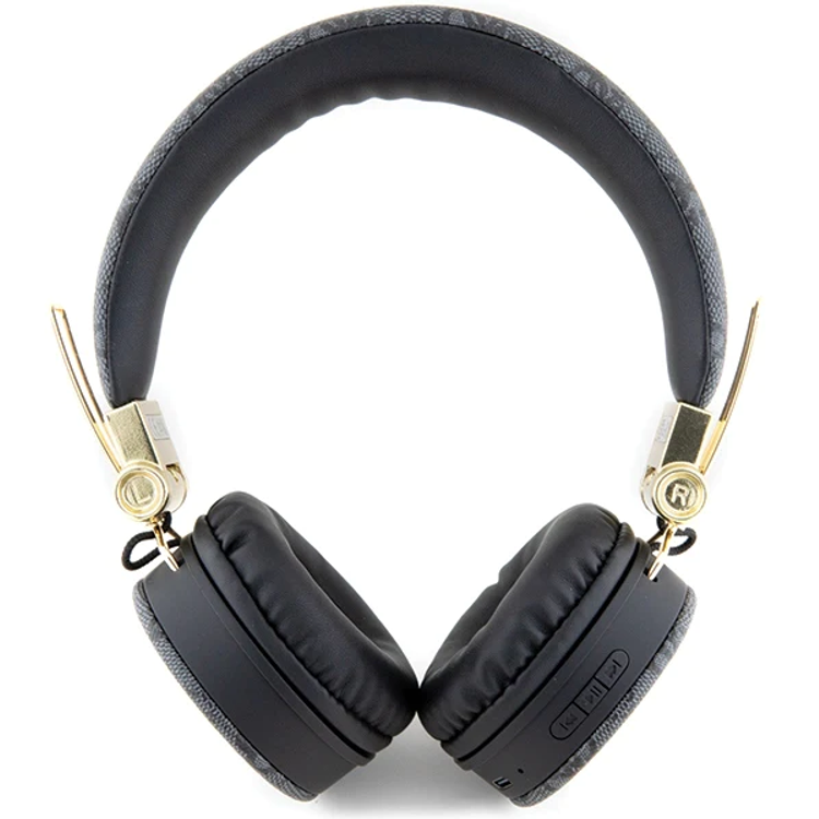 Guess سماعات رأس لاسلكية 4G جلد PU مع شعار معدني - أسود