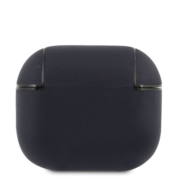  كحلي- مجموعة شعار بي أم دبليو حافظة إير بودز 3 جلد أصلي  بشعار معدني فضي