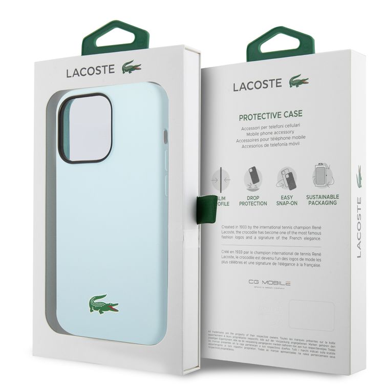 Lacoste iPhone 15 Pro For HC Magsafe Silicone Croc Logo - Blue