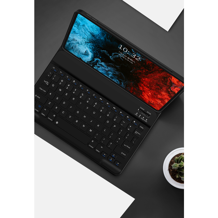 Green Lion Premium Leather Case with Detachable Wireless Keyboard ( English/Arabic ) & Pencil Slot, 360 Protection, Foldable Closing for Apple iPad Pro 12.9" 2020 - Black