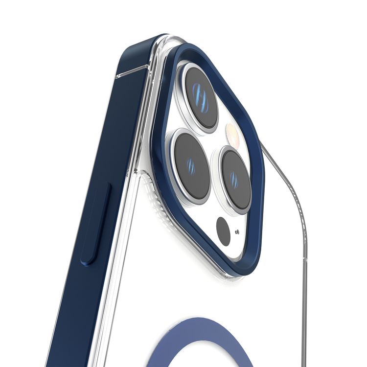 Levelo Claire Magsafe Case with Aluminum Bumper Case for iPhone 16 Pro , Hybrid Case, MagSafe Compatibility - Blue