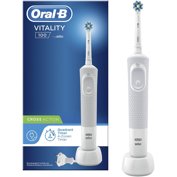 Oral-B Vitality-100 Cross Action Rechargeable Toothbrush - White