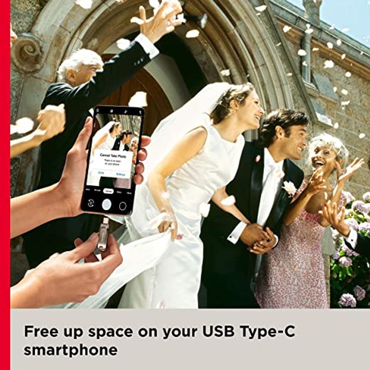 SanDisk Ultra Dual Drive Luxe USB Type-C and Type-A 1TB, up to 150MB/s, USB 3.1 Gen 1, All Metal, 2-in-1 Device - Silver