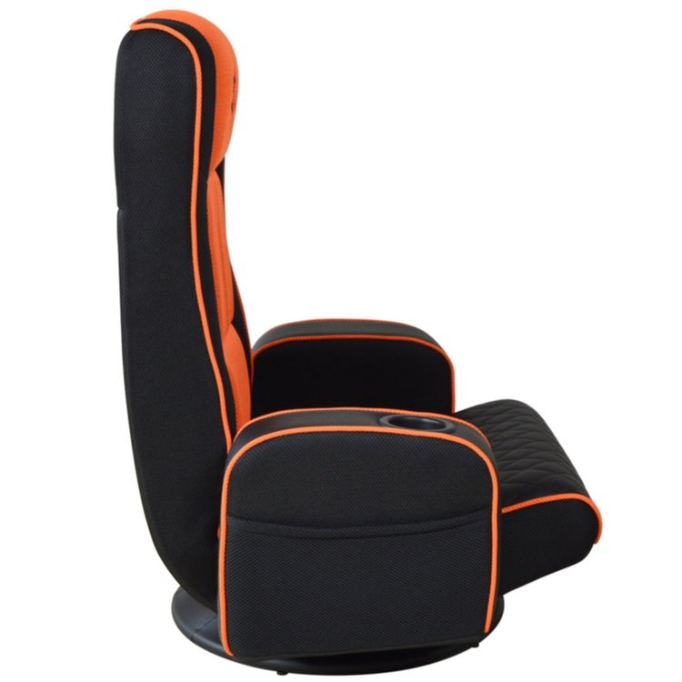 مقعد الألعاب Porodo Gaming Predator Pro مع مسند للذراعين وحامل أكواب يدور 360 درجة - برتقالة سوداء