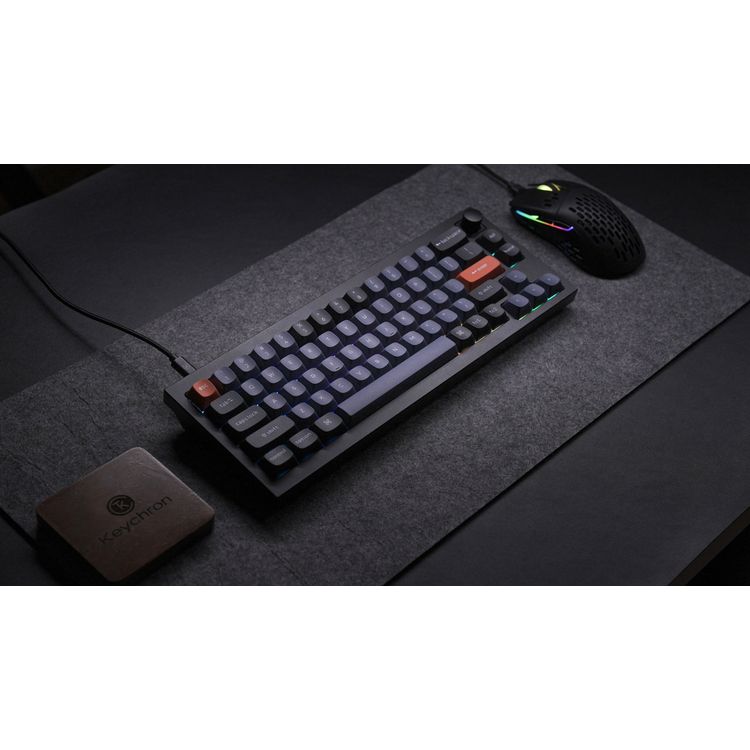 كي كرون لوحة مفاتيح ميكانيكية Q2 QMK جاتيرون  G-PRO لوحة مفاتيح ميكانيكية مزودة بمفتاح RGB ومفتاح بني وقابل للتبديل السريع المخصص | لوحة مفاتيح ألعاب بتصميم مريح - أسود كربوني