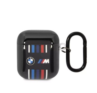 BMW M Collection Airpods Cases TPU Colored Multiple Lines And Logo Printed Glossy Compatible with Airpods 1/2 - Black