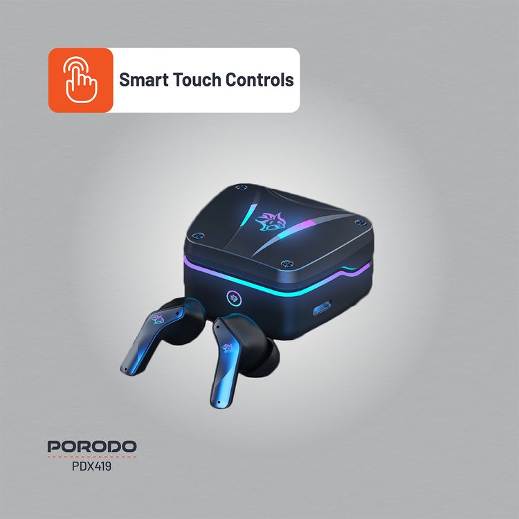 سماعات الأذن للألعاب من بورودو، بزمن استجابة منخفض للغاية، سعة بطارية 400 مللي أمبير في الساعة، وقت تشغيل 6 ساعات، بلوتوث 5.4، وقت استجابة أقل من 60 مللي ثانية، دعم ميكروفون مزدوج مع خاصية ENC، واجهة شحن من النوع-C - لون أسود