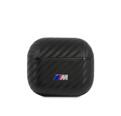 أسود - مجموعة  بي أم دبليو حافظة إير بودز 3 بشعار معدني أبيض 