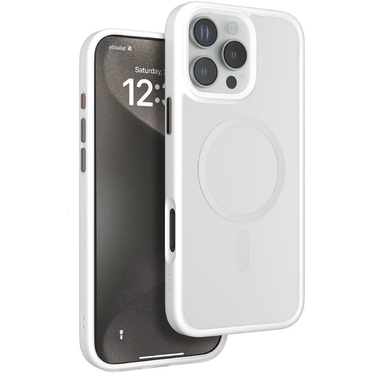 Levelo MagSafe Solo Case for iPhone 16 Pro Max, Clearview Technology, 3H Scratch Resistance, Hybrid Construction - White