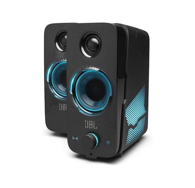 JBL QuantumDuo Portable Bluetooth Speaker with Dolby Audio & Customizable Lights, Quantum Surround Sound, Intuitive Controls, PC Speakers - Black