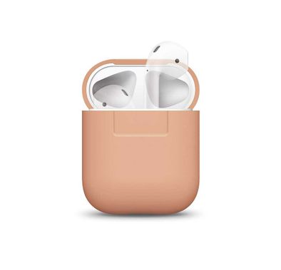 Elago Airpods Silicone Case Compatible with Lightning Type, Added Protection, Flexible, Perfectly Fit, External Impact Resistant,Scratch Resistant, Refined Detailed Design - Peach
