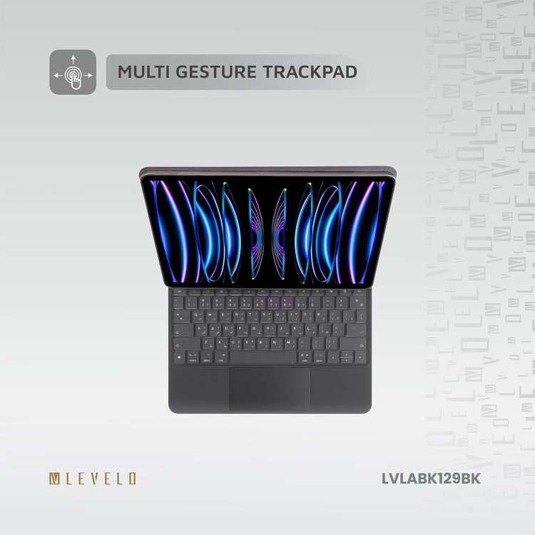 Levelo AeroBoard Saffanio Leather Wireless Keyboard for iPad Pro 11" & iPad Air 11" M3 (2025) with Multi-Gesture Trackpad, 300 Hours Standby Time, Up to 130° Adjustable Angle - Black