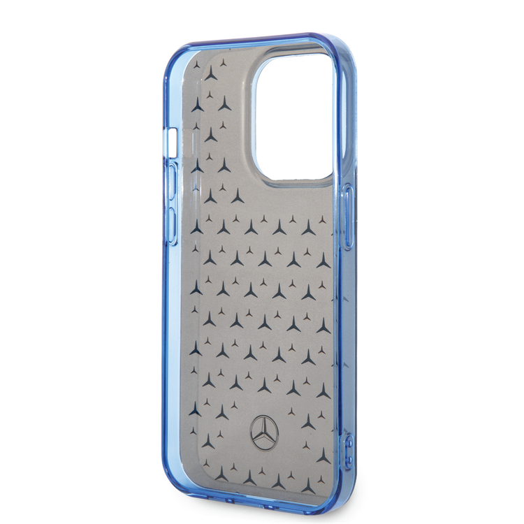Mercedes-Benz Double Layer PC/TPU Case with Large Star Pattern iPhone 14 Pro Compatibility - Black / Blue
