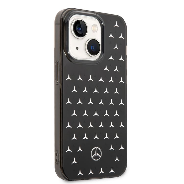 Mercedes-Benz Double Layer PC/TPU Case with Large Star Pattern iPhone 14 Plus Compatibility - Black / Silver