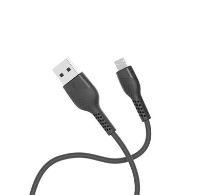 Porodo PVC Micro USB Cable 1.2m, Fast Charging, Data Sync, Super Durable, Compatible with Samsung, Huawei, Ulefone, Nokia, Sony - Black