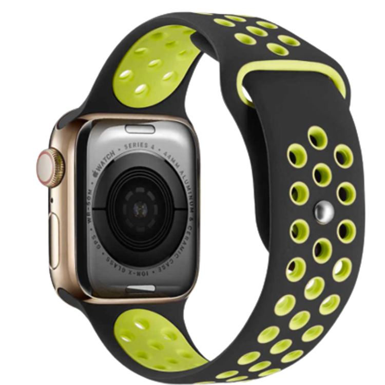 iGuard by Porodo Nike Watch Band for Smart Watch, Fit & Comfortable Replacement Wrist Band, Adjustable Straps Compatible for Apple Watch 44mm / 42mm - Dark Blue/Yellow