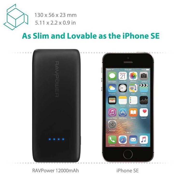 RAVPower External Battery Pack - Small Power Bank 12000mAh - Fast Charging Portable Charger Powerbank with Fire-Retardant Shell & 10 Layer Protection - Travel-friendly - Black