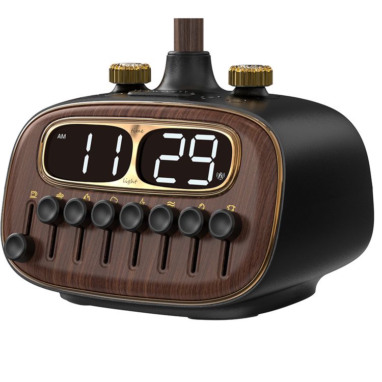 مصباح مكتبي ريترو من بورودو مع ضوضاء بيضاء ومكبر صوت بتقنية البلوتوث ووظيفة التنبيه والغفوة و3 مستويات سطوع (منخفضة ومتوسطة وعالية) وشحن لاسلكي مزدوج وشاشة رقمية عالية الدقة - أسود 