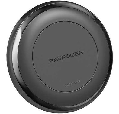 RAVPower QC3.0 10W Fast Wireless Charging Pad Compatible with All Qi-enabled Phones - Fast & Stable Charging - Non-slip Rubberized Coating with Over-voltage Protection - Black