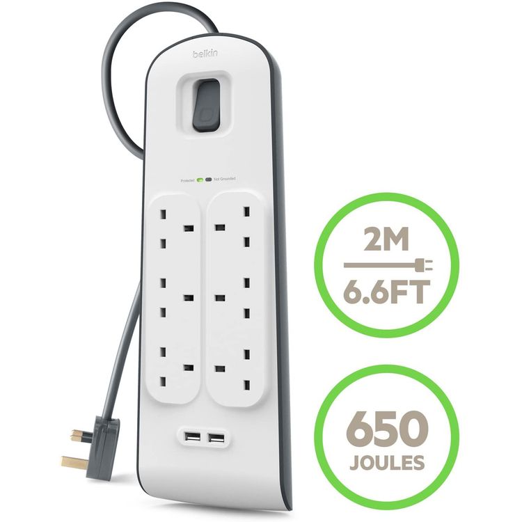 Extension Power Socket Belkin BSV604AF2M 6-Way Electrical Extension-White