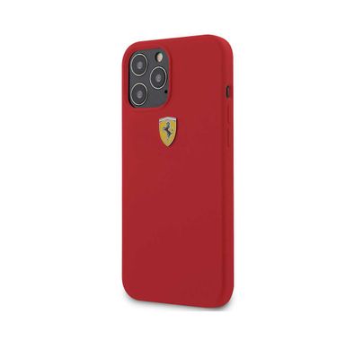 CG Mobile Ferrari On Track Liquid Silicone Case Metal Logo Compatible for iPhone 12 / 12 Pro (6.1") - Red