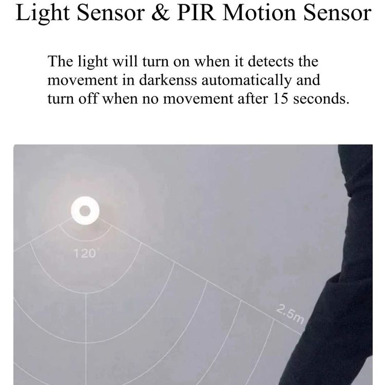 شياومي مي موشن- ضوء ليلي نشط 2 ، مستشعر مزدوج ، طاقة منخفضة للغاية ، ضوء 120 درجة ، طاقة 0.25 واط