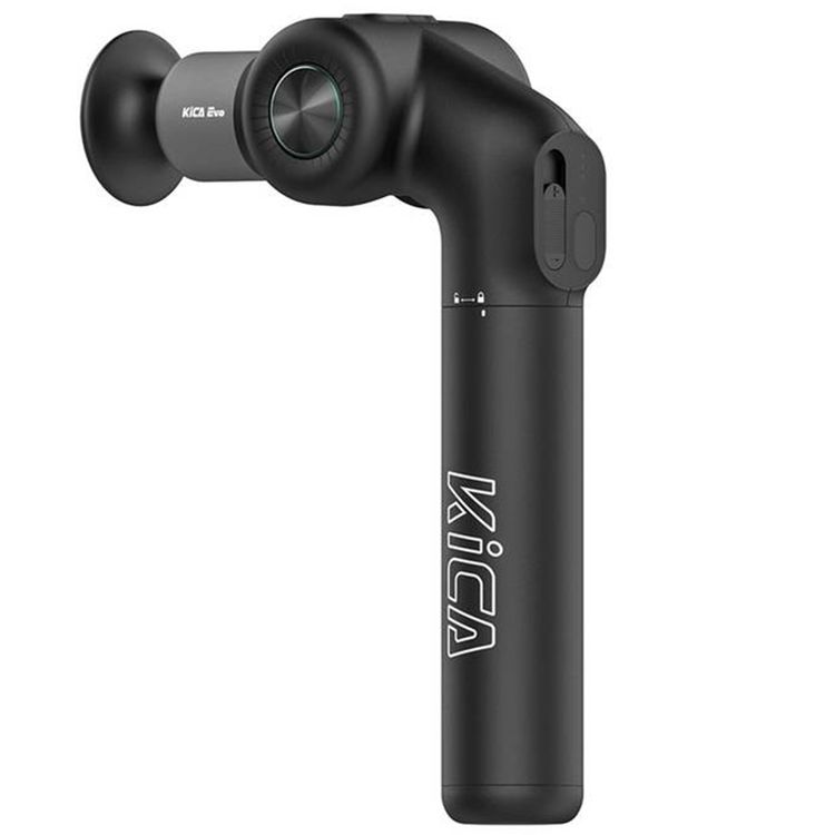 Kica Evo Massage Device with Extendable Handle, 6 Professional Massage Heads, 1600mAh Battery, Comfortable Powerful Vibration, 12mm Deep Stroke - Black