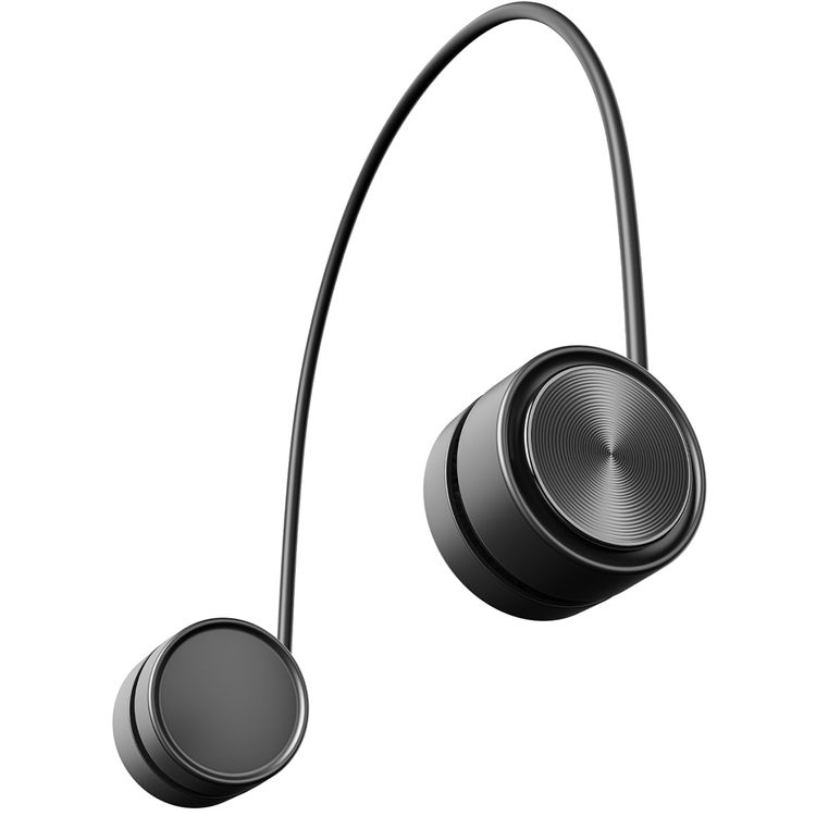 مروحة رقبة من السيليكون المحمولة من Porodo LifeStyle Flexicool صديقة للبشرة مع وقت شحن لمدة ساعتين ومنفذ شحن من النوع C - أسود