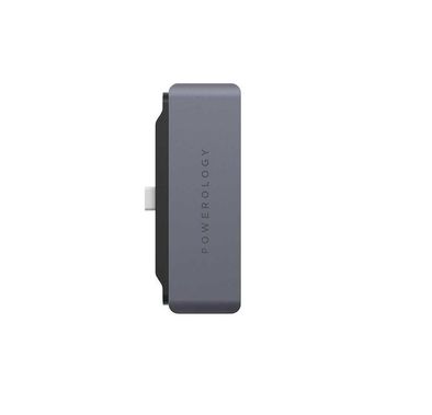 محول Powerology USB C Hub 4 في 1 Pro - رمادي