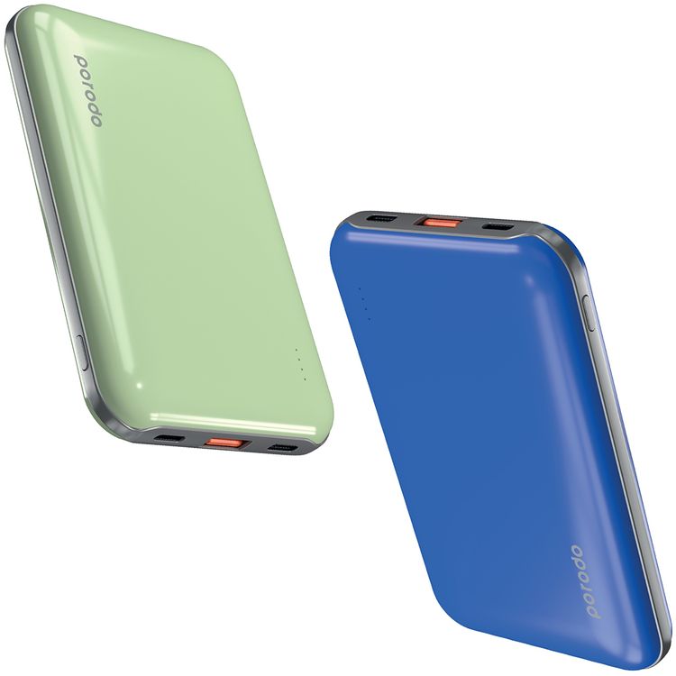 بنك الطاقة بورودو 10000 مللي أمبير مع مدخل تايب سي ولايتنينج، شحن فائق السرعة، توصيل طاقة 20 واط، بطارية ليثيوم بوليمر من الدرجة A، خفيف الوزن وقابل للحمل.