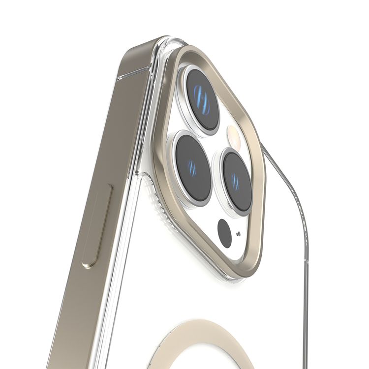 Levelo Claire Magsafe Case with Aluminum Bumper Case for iPhone 16 Pro Max, Hybrid Case, MagSafe Compatibility - Titanium