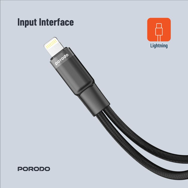 بورودو لايتنينج موصل الصوت ومحول الشحن - أسود - 12 سم