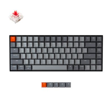 لوحة المفاتيح الميكانيكية اللاسلكية Keychron K2 84 Keys Hotswappable Gatetron G Pro مع مفتاح RGB وأحمر - أبيض أسود