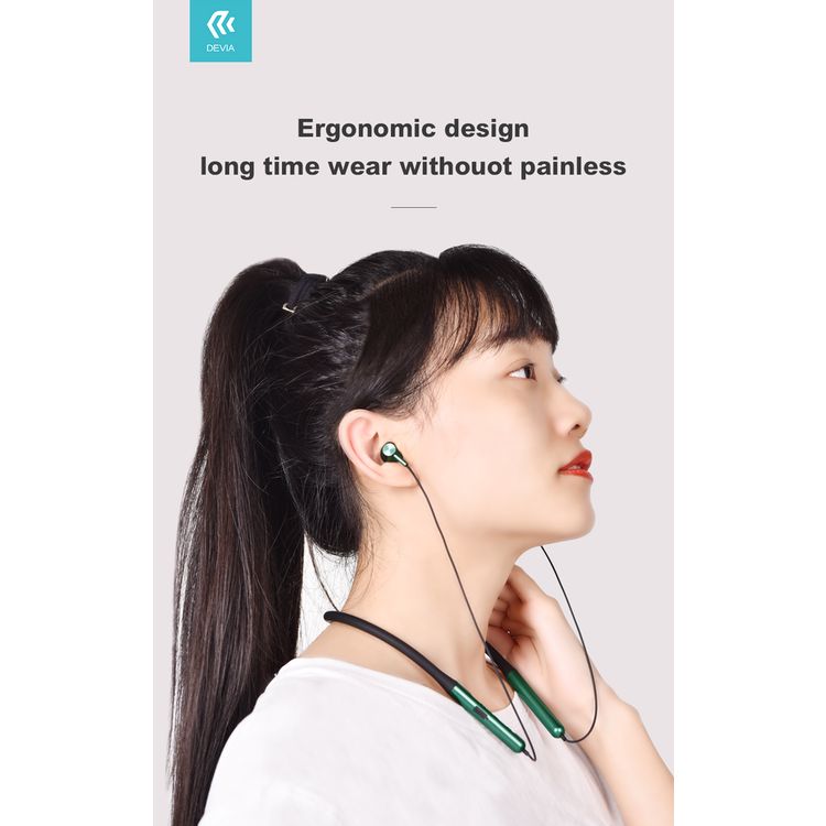 Devia Smart Series Silicone Neckband Headset | Ergonomic Design Bluetooth Headset - Gray / Silver