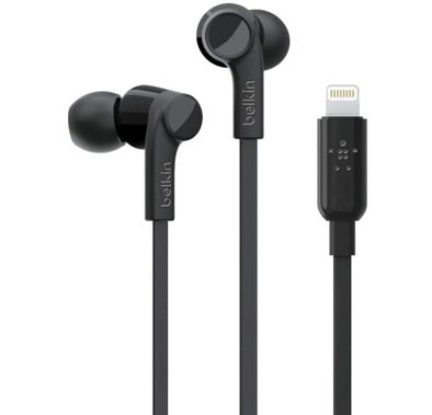 Lightning To Headphones Belkin G3H0001btBLK ROCKSTAR Headphones-Black