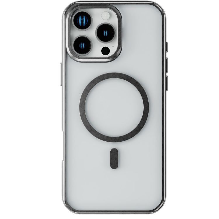 كفر حمية Levelo Elio PC مع حامل حلقي للكاميرا لهاتف iPhone 16 Pro Max، حامل مدمج، متوافق مع MagSafe - فضي 